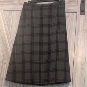 Modcloth Plaid A-Line Skirt Olive Green